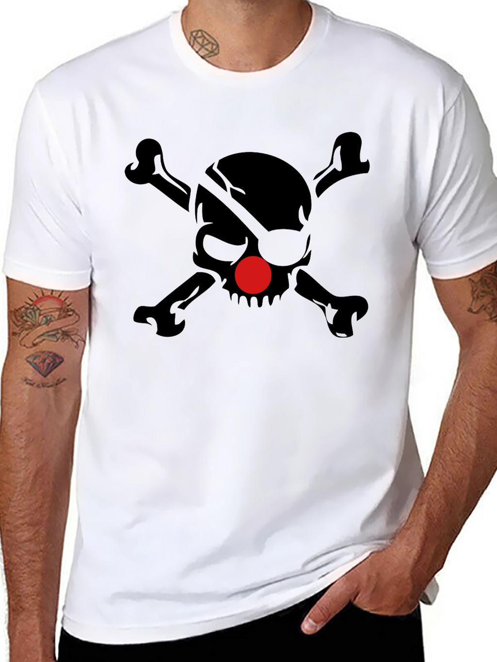 Camiseta Calavera Pirata Nariz Roja para Hombre