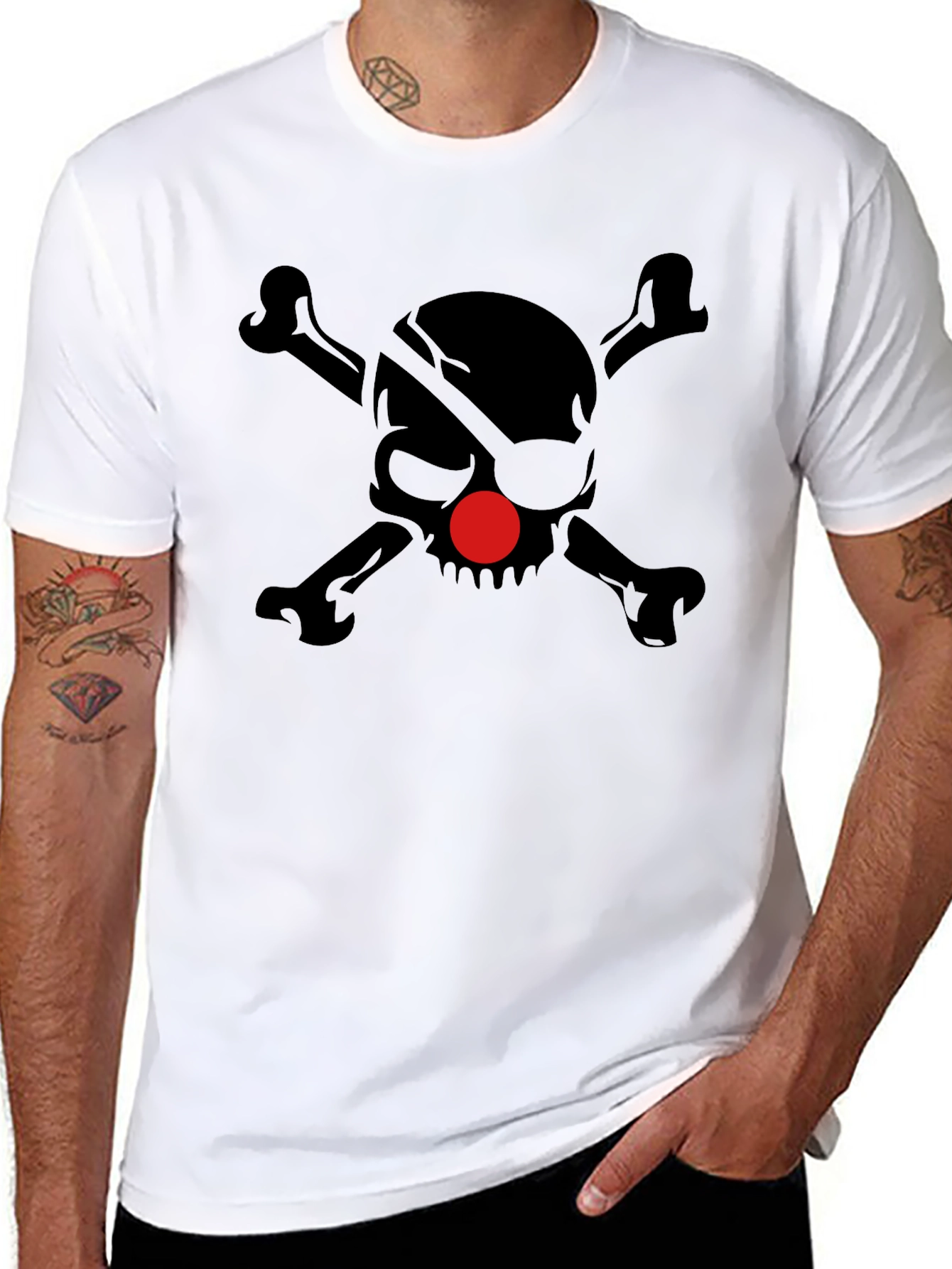 Camiseta Calavera Pirata Nariz Roja para Hombre