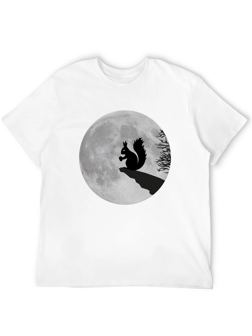Camiseta Negra con Ardilla y Luna Llena