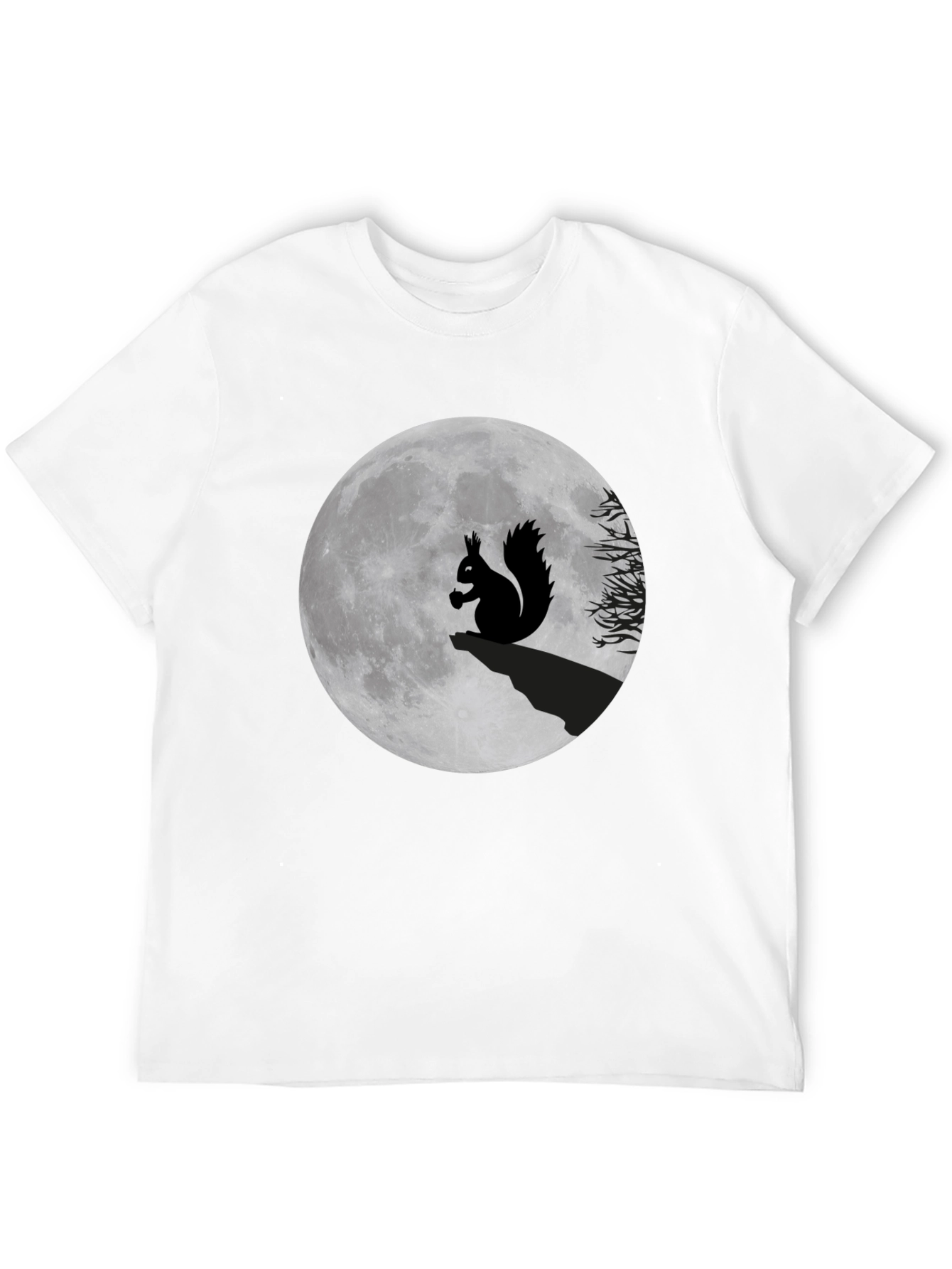 Camiseta Negra con Ardilla y Luna Llena