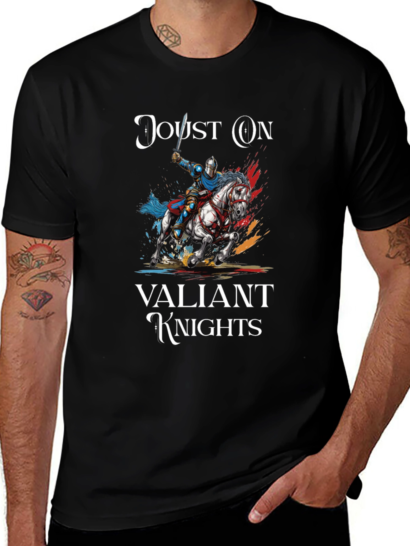 Camiseta Negra Caballero Medieval - Justa de Valientes