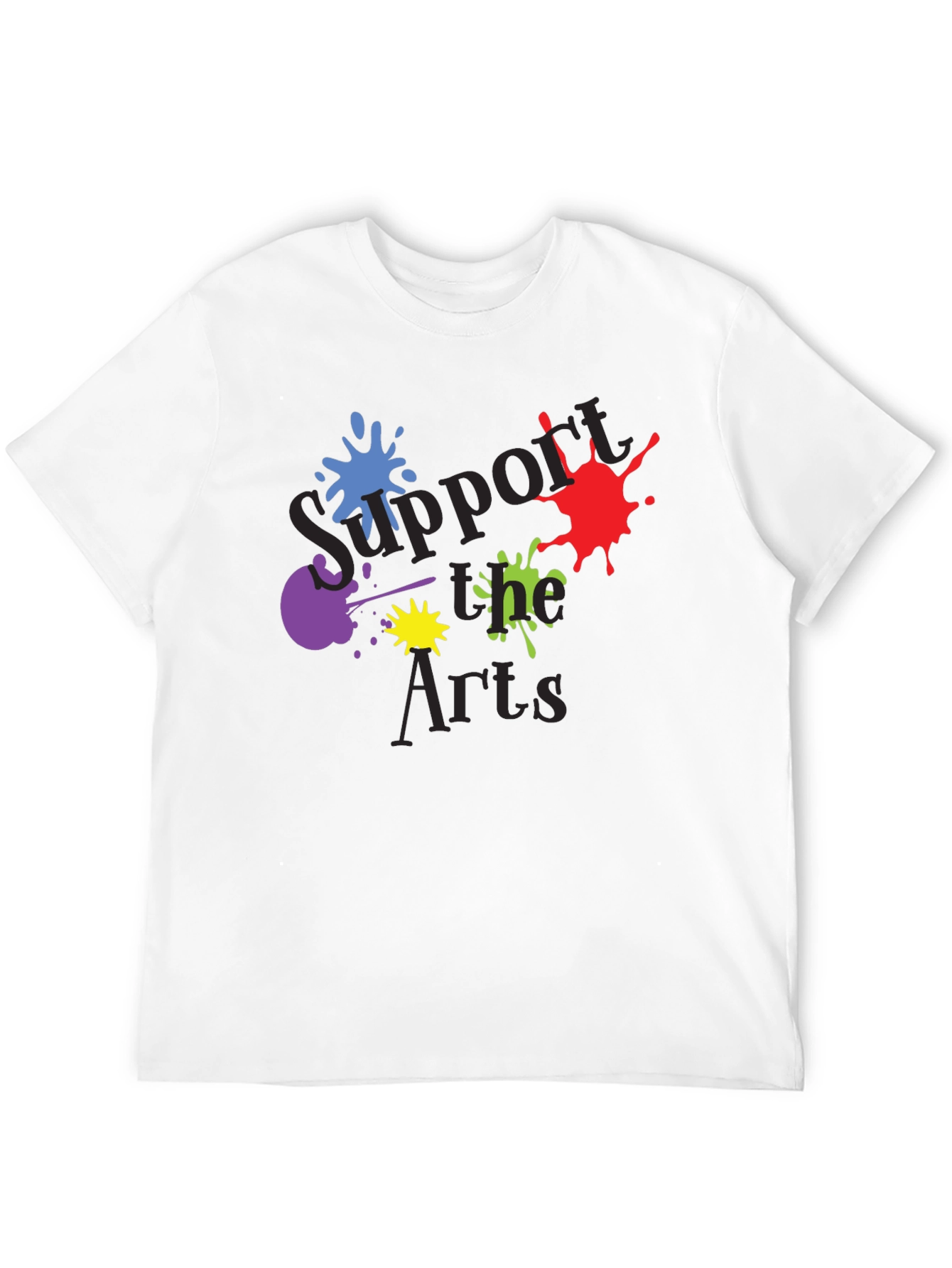 Camiseta Negra Apoya las Artes con Salpicaduras de Pintura