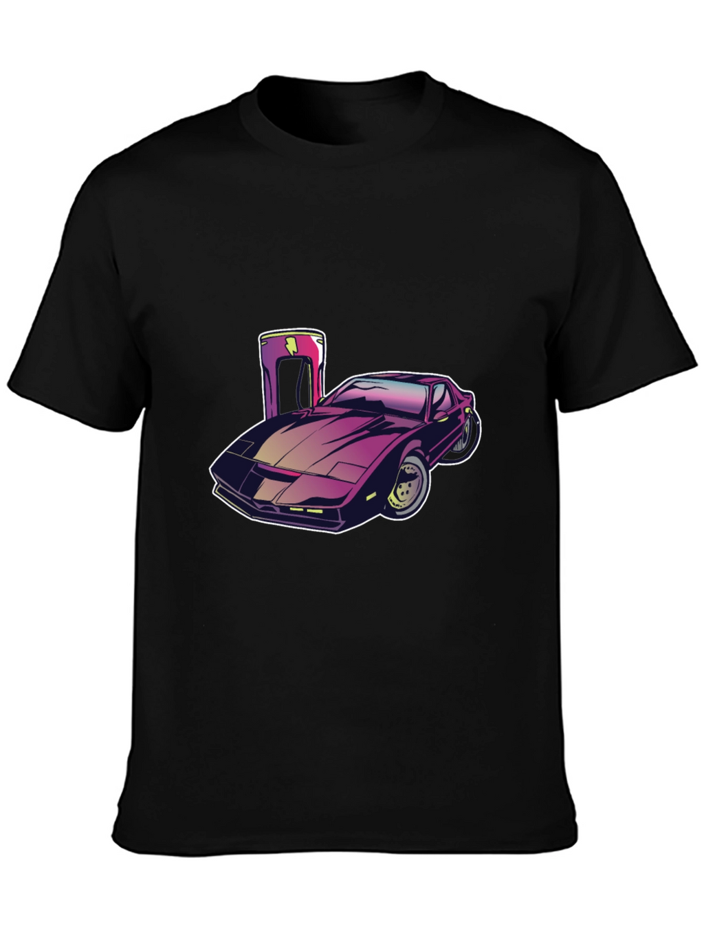 Camiseta Negra con Diseño de Coche Futurista