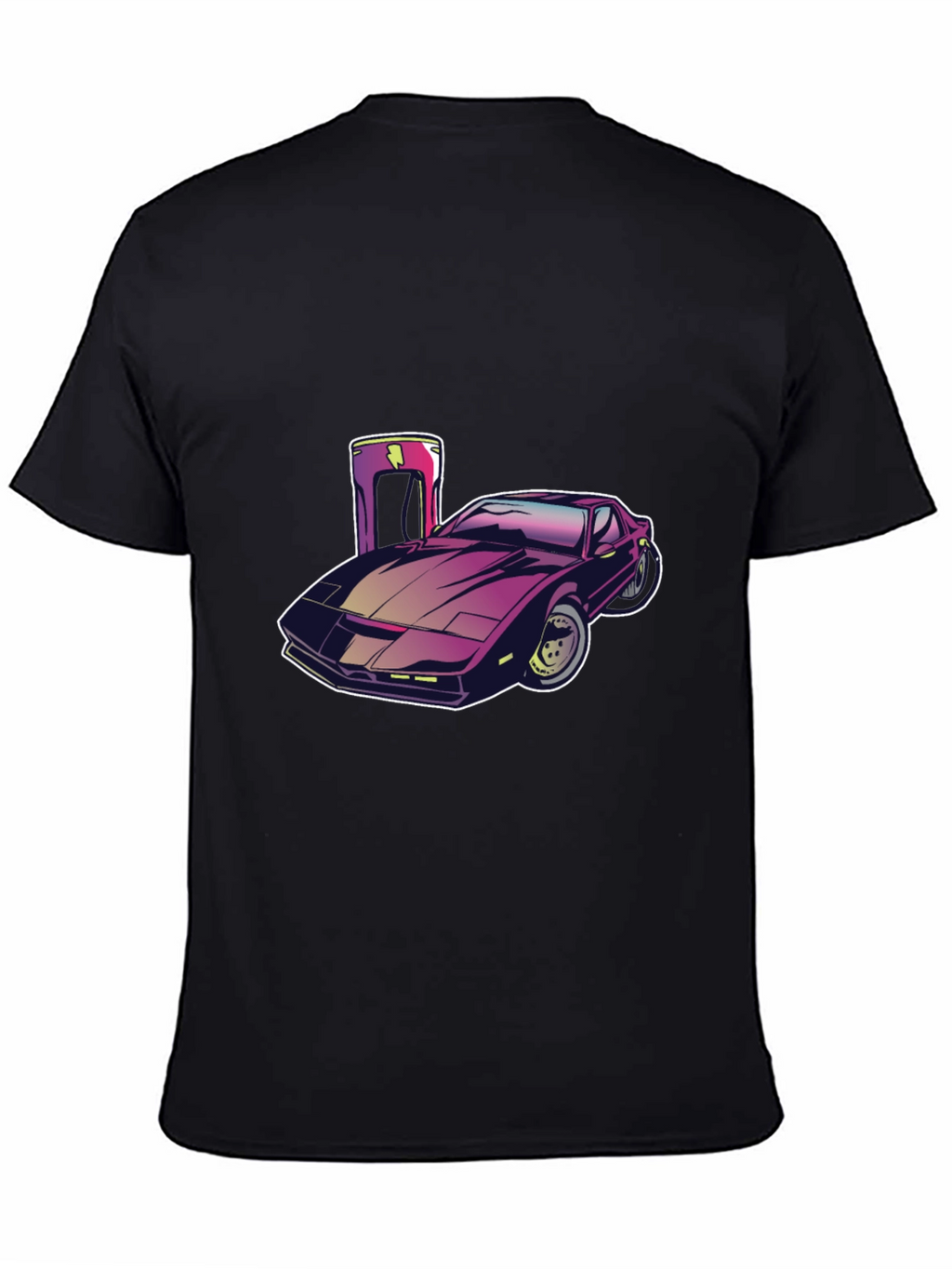 Camiseta Negra con Diseño de Coche Futurista