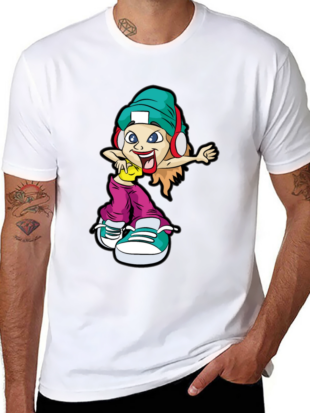 Camiseta Negra con Diseño de Dibujo Animado