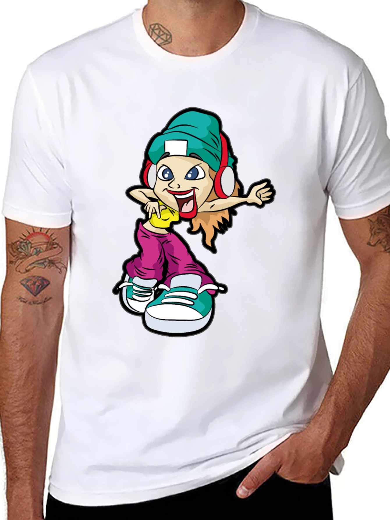 Camiseta Negra con Diseño de Dibujo Animado