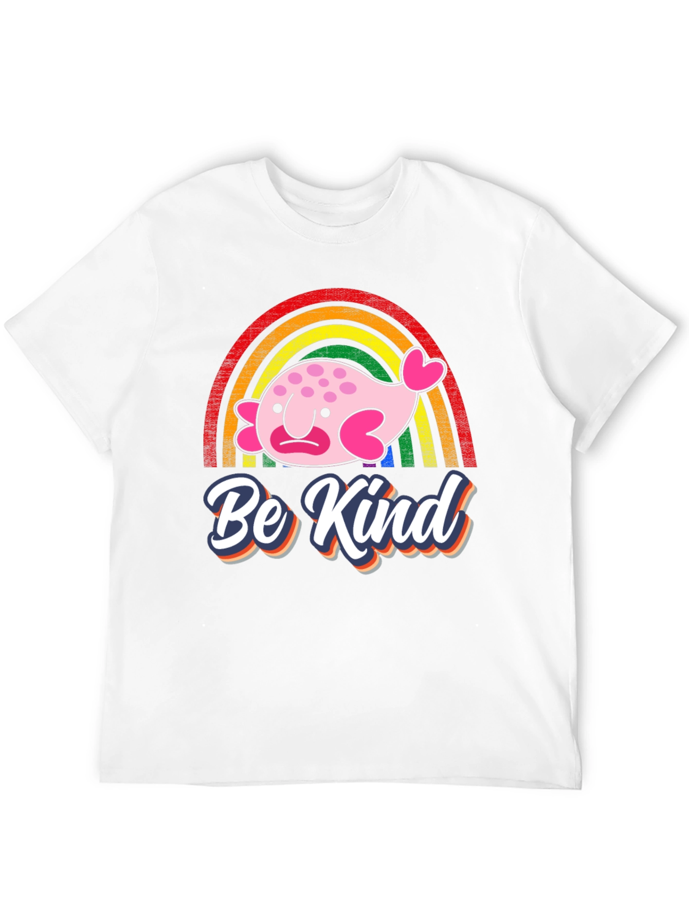 Camiseta Negra Be Kind con Arcoíris y Blobfish