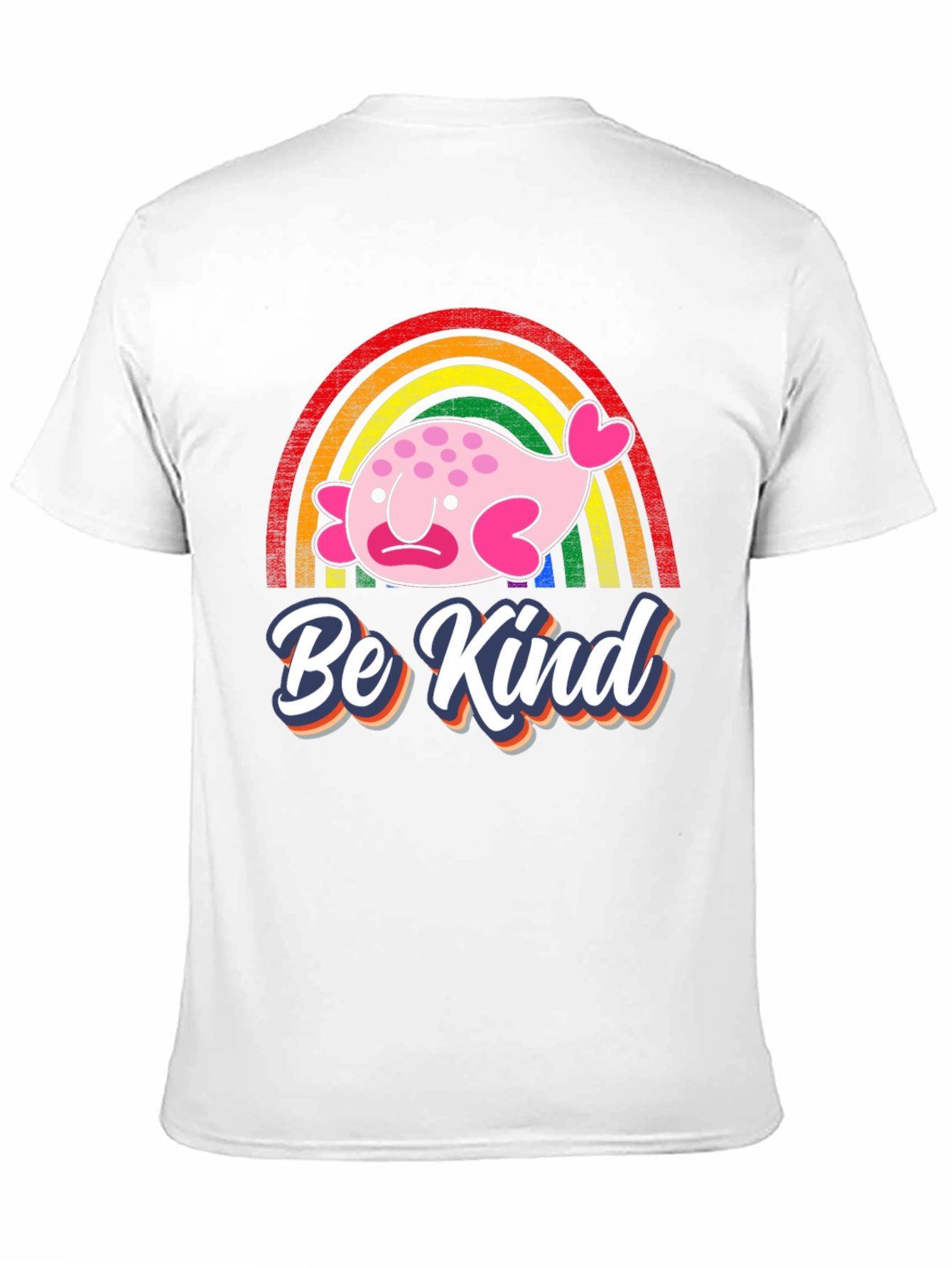 Camiseta Negra Be Kind con Arcoíris y Blobfish