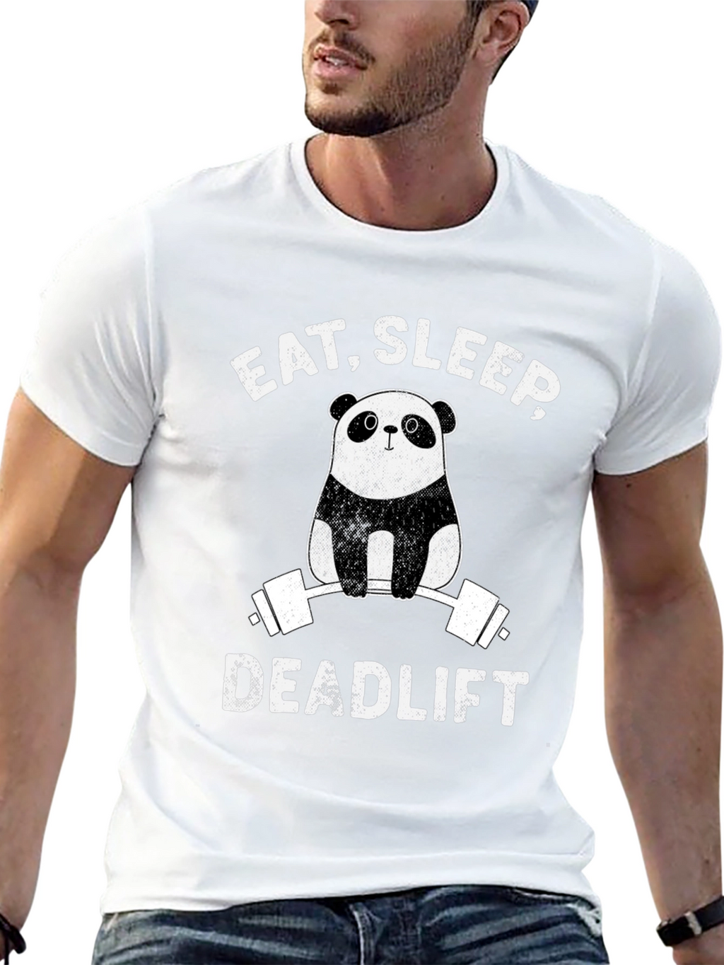 Camiseta Hombre Panda Deadlift: Come Duerme Levanta