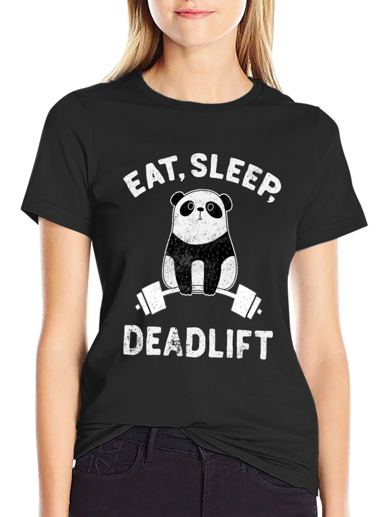 Camiseta Hombre Panda Deadlift: Come Duerme Levanta