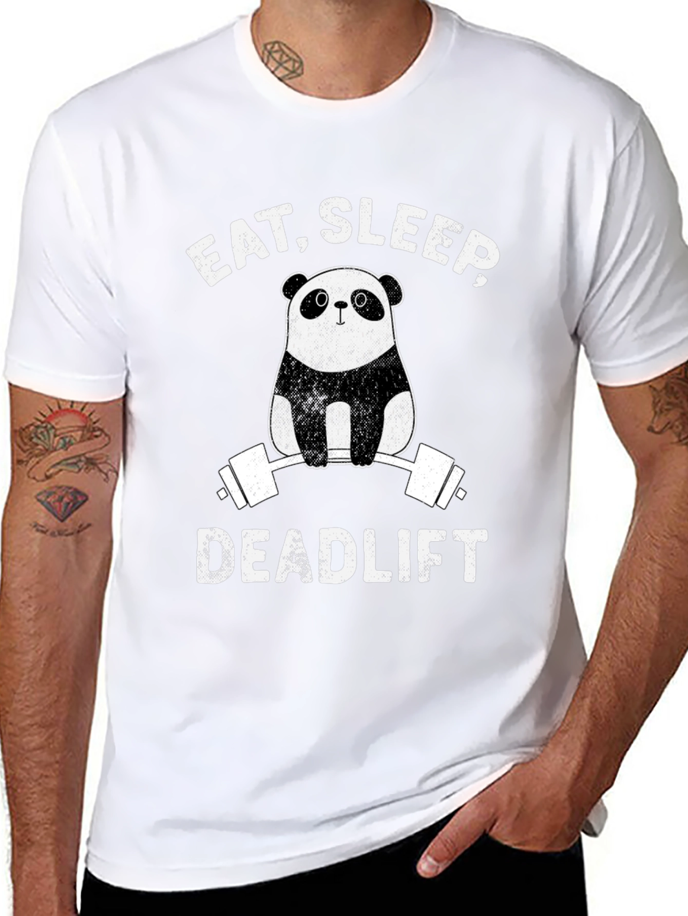 Camiseta Hombre Panda Deadlift: Come Duerme Levanta