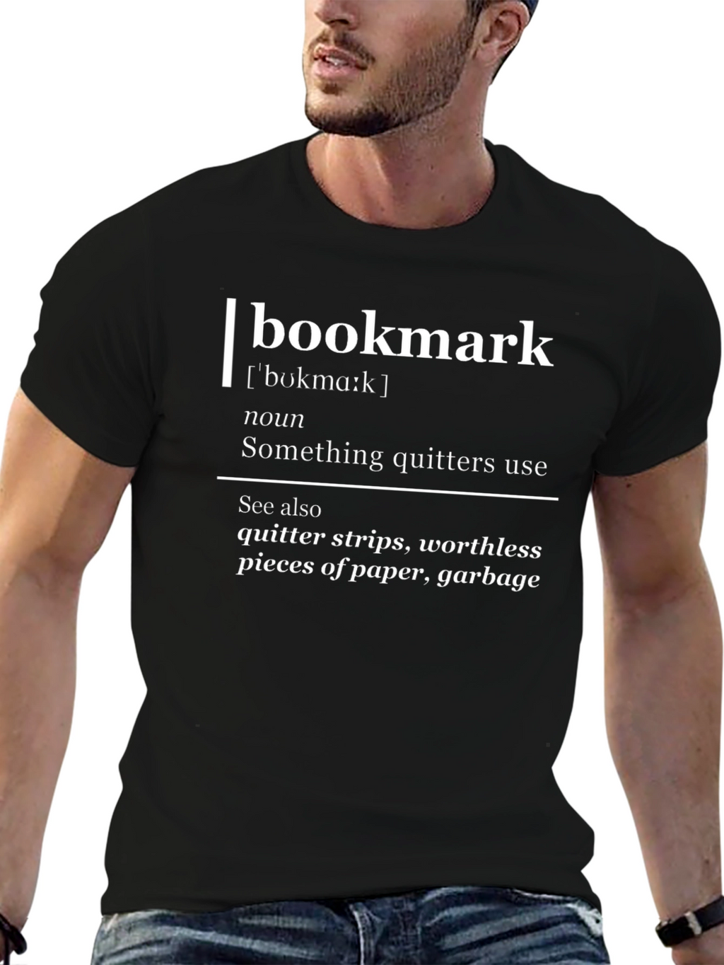Camiseta Negra con Definición Humorística Bookmark