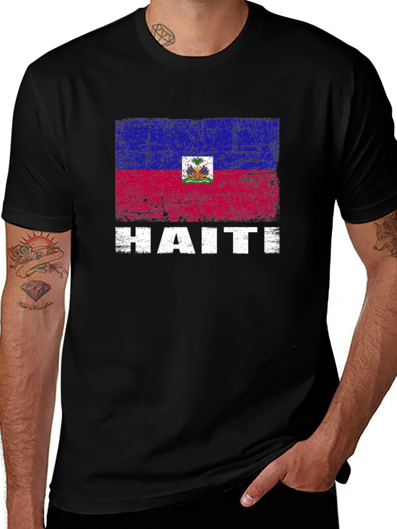 Camiseta Haití Bandera Vintage