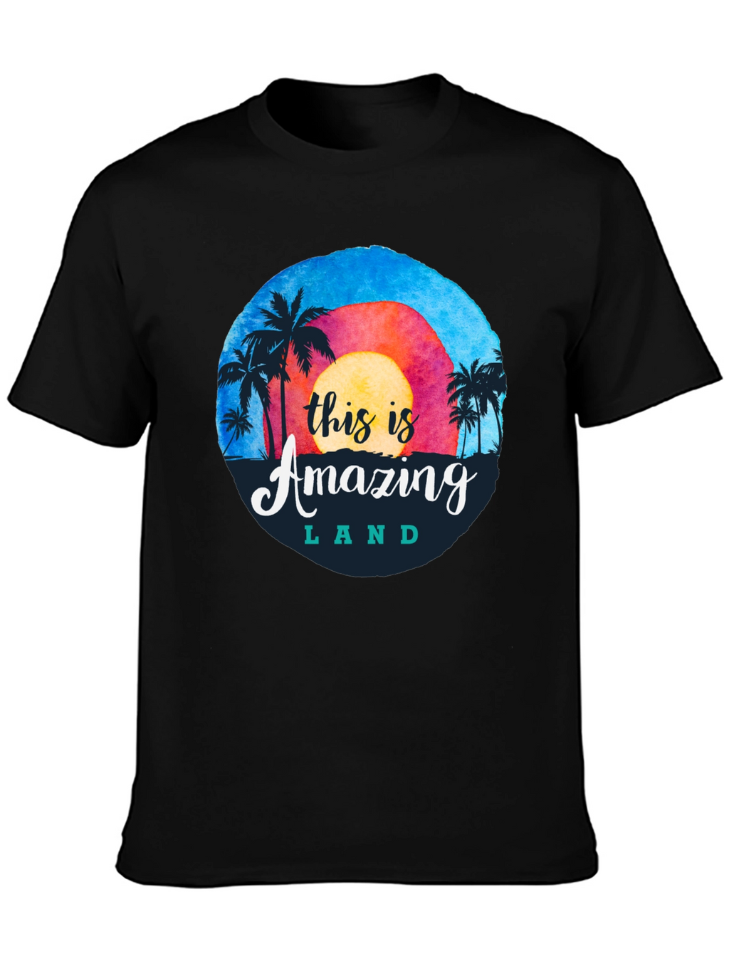 Camiseta Negra Amazing Land Tropical