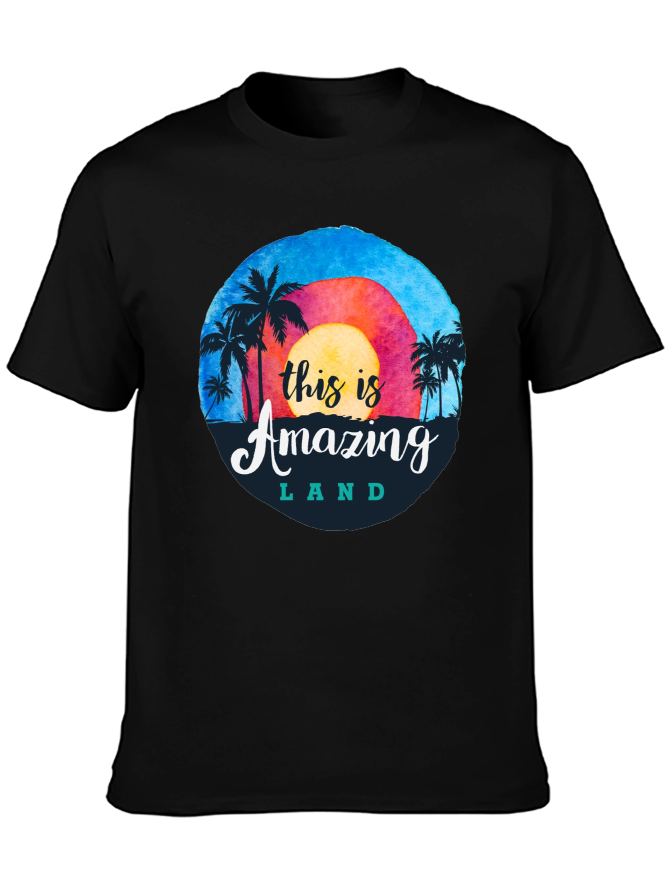 Camiseta Negra Amazing Land Tropical