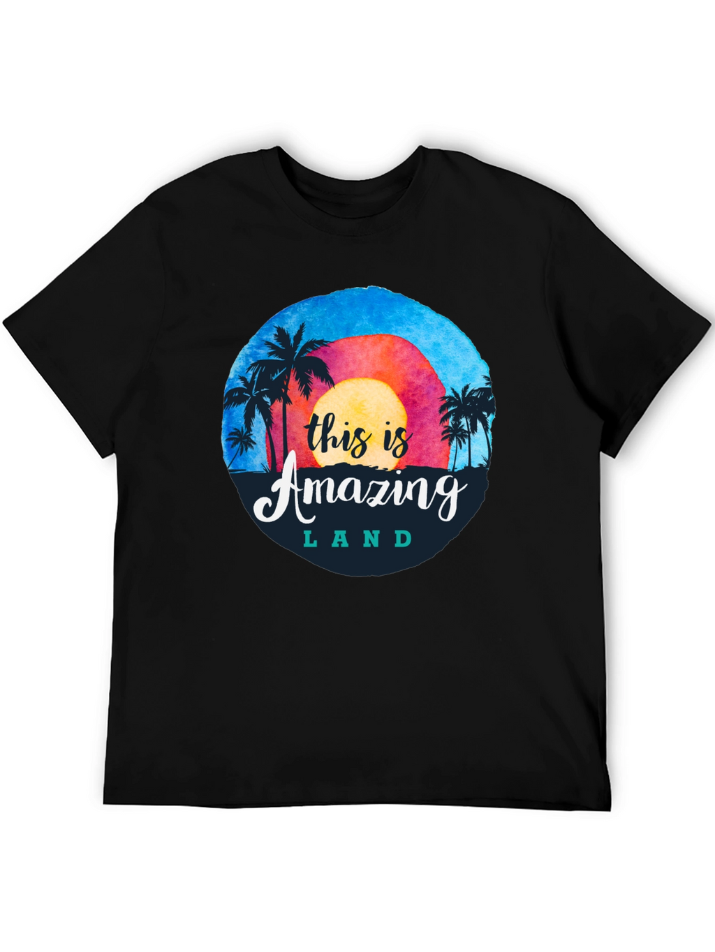 Camiseta Negra Amazing Land Tropical