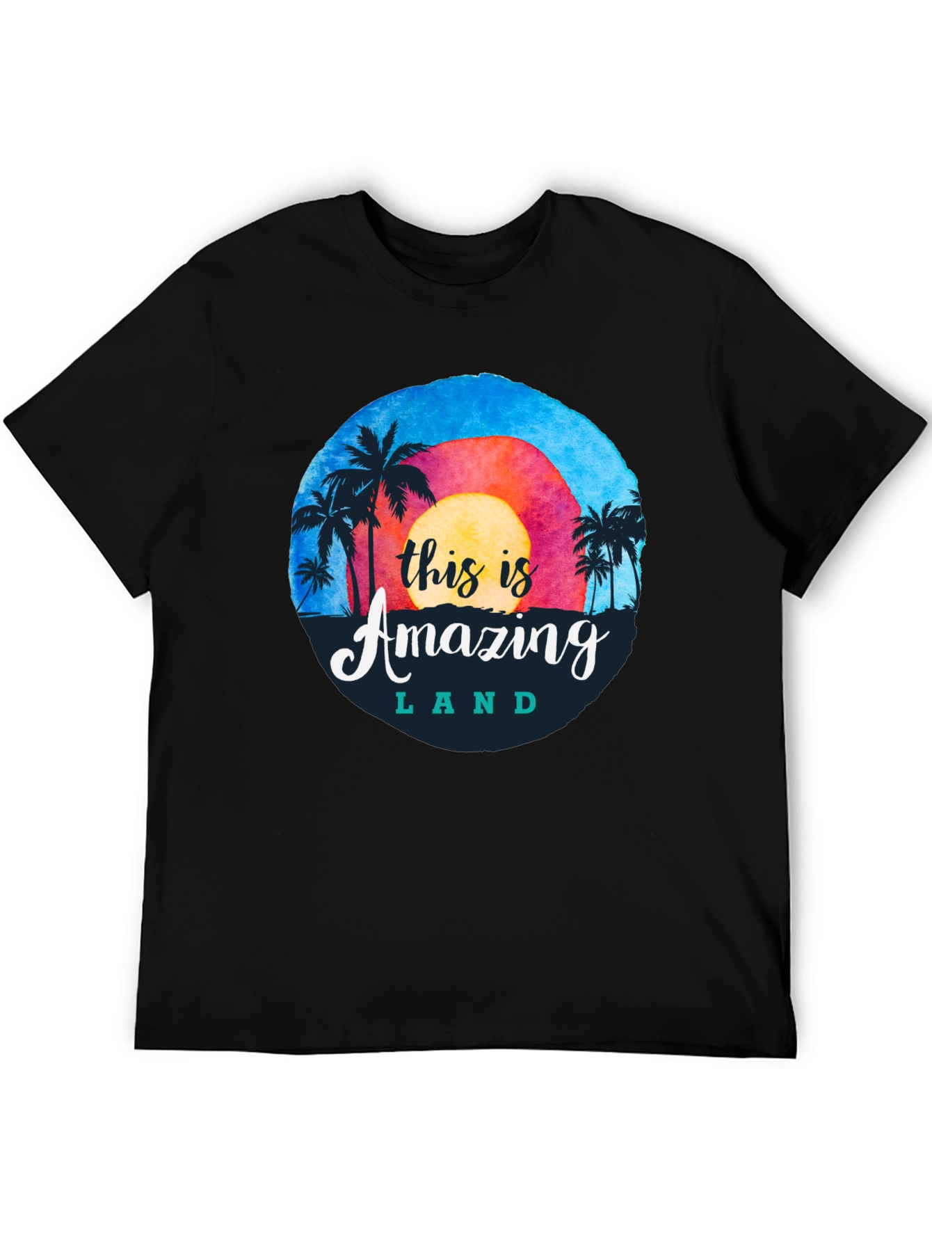 Camiseta Negra Amazing Land Tropical