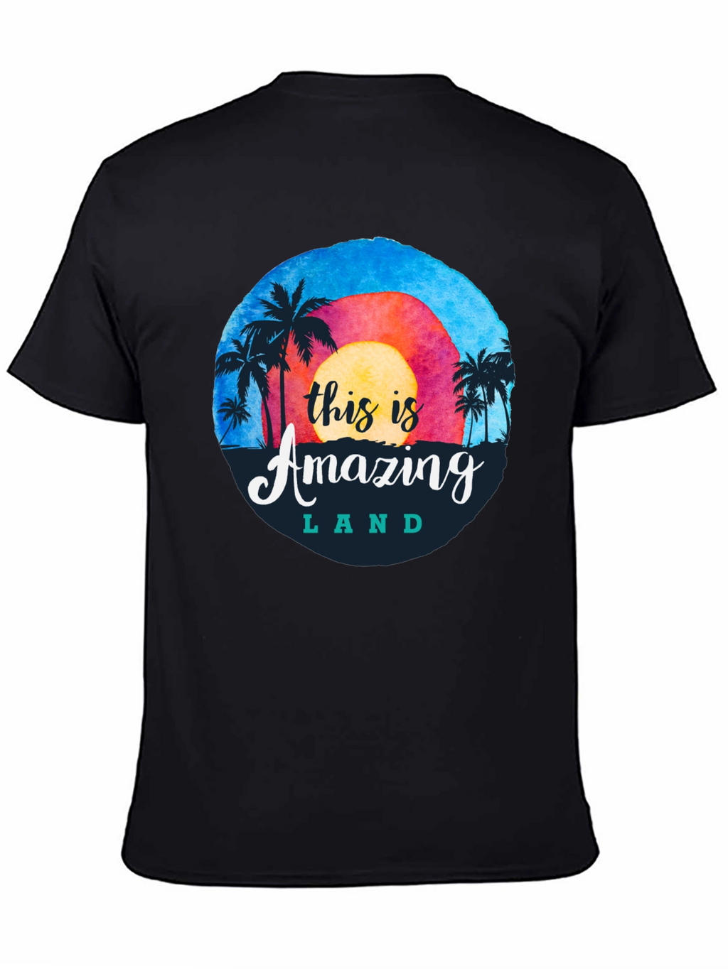 Camiseta Negra Amazing Land Tropical