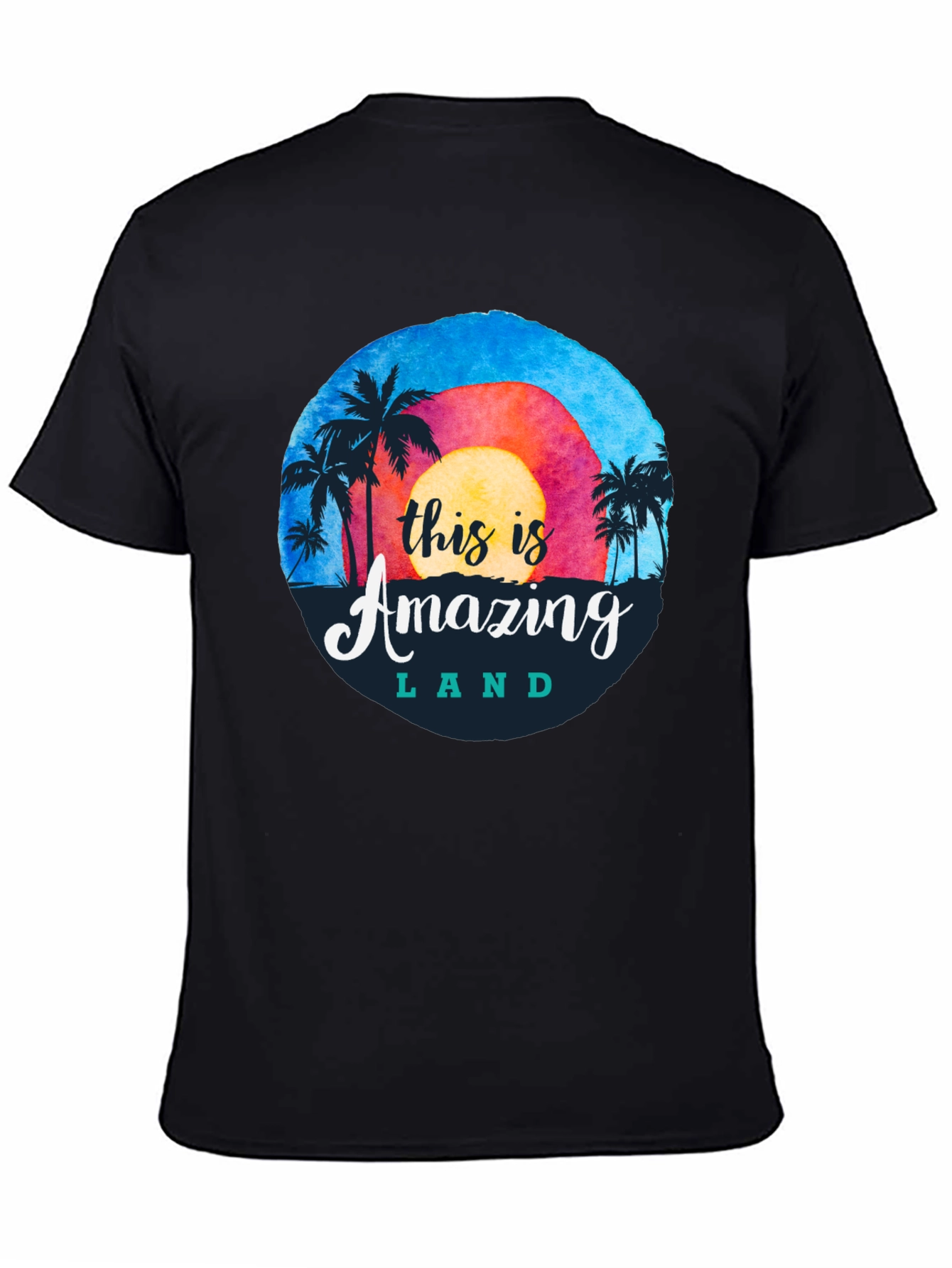 Camiseta Negra Amazing Land Tropical
