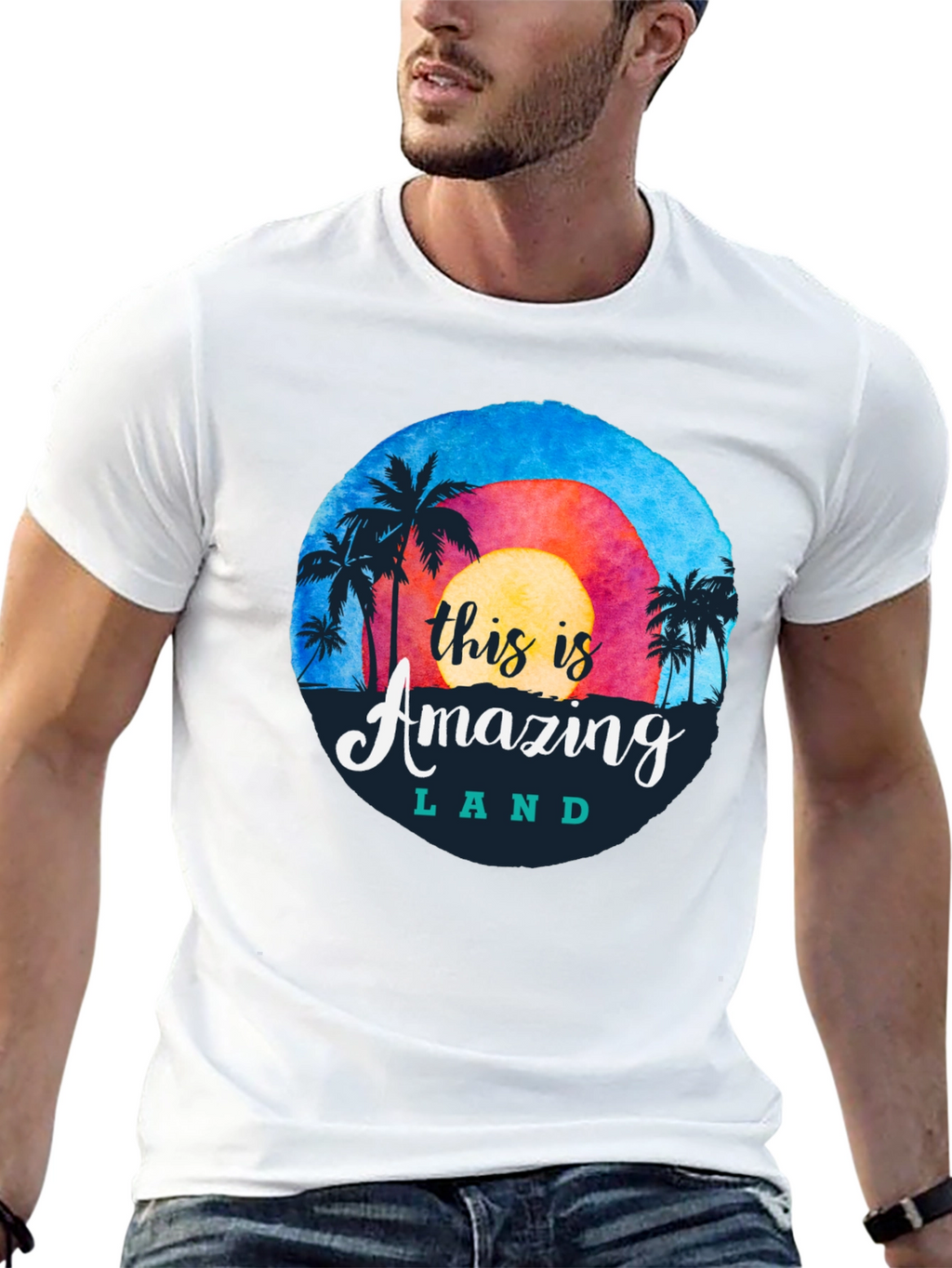 Camiseta Negra Amazing Land Tropical