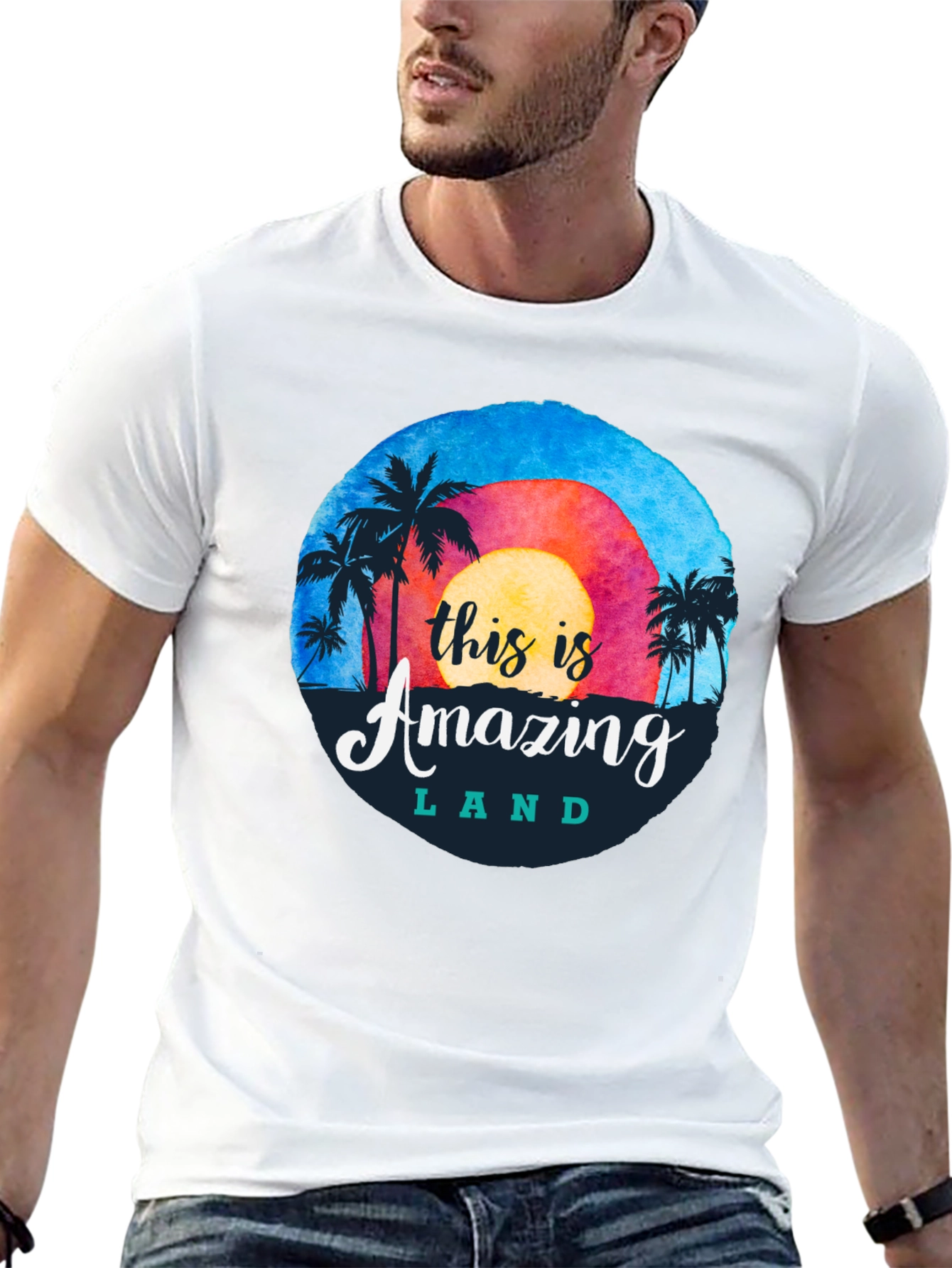 Camiseta Negra Amazing Land Tropical
