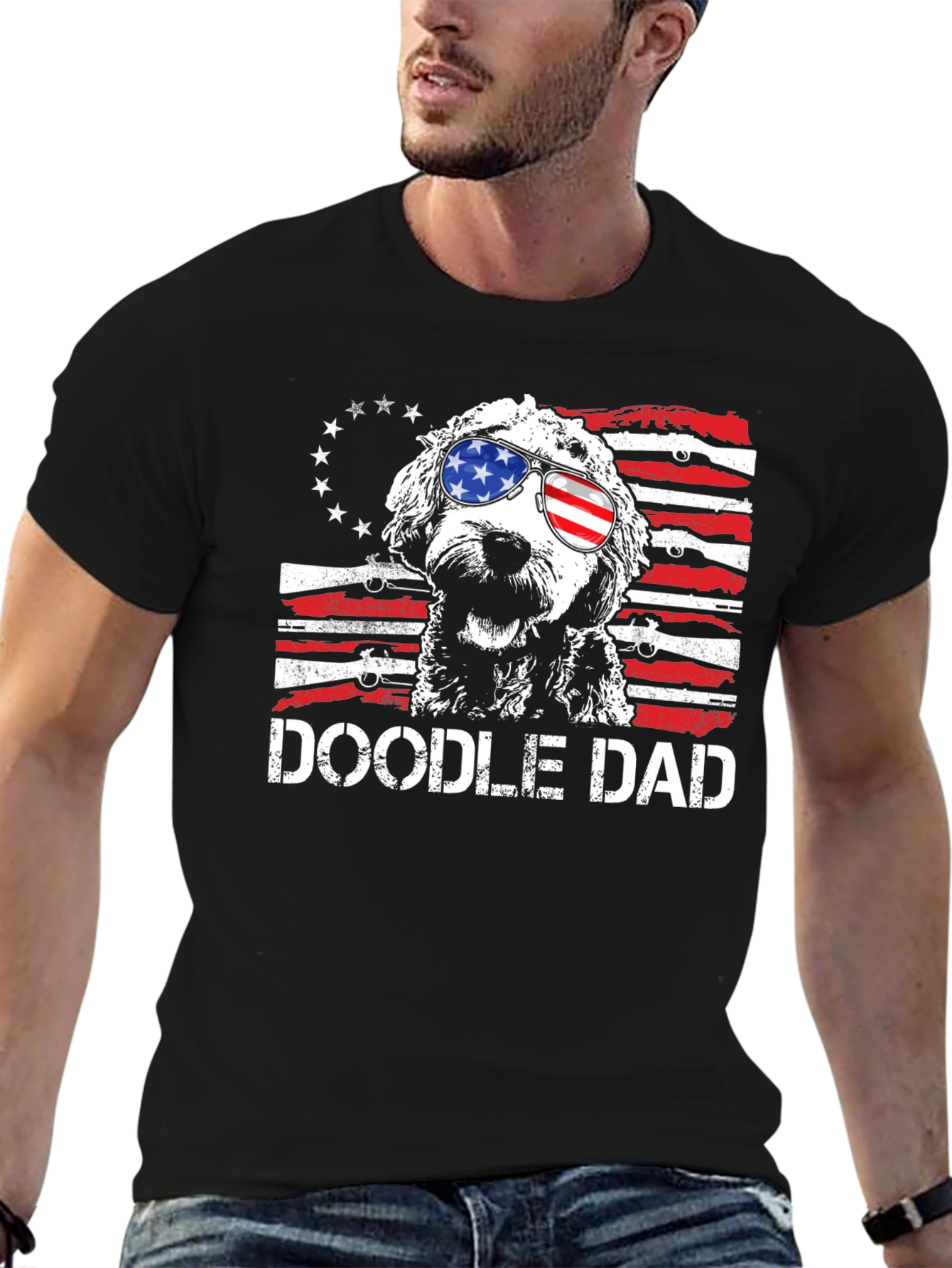 Camiseta Doodle Dad Patriótica