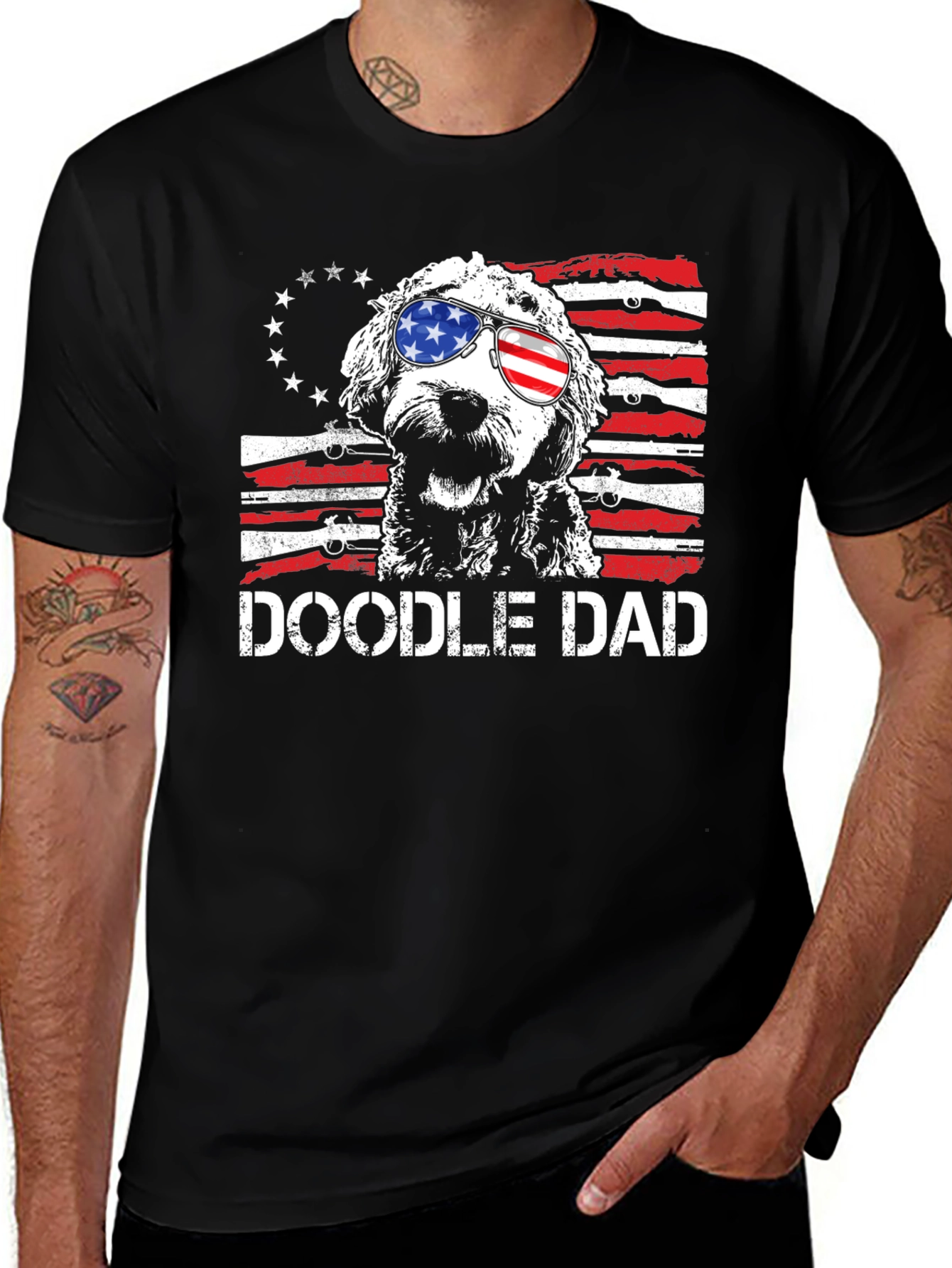 Camiseta Doodle Dad Patriótica