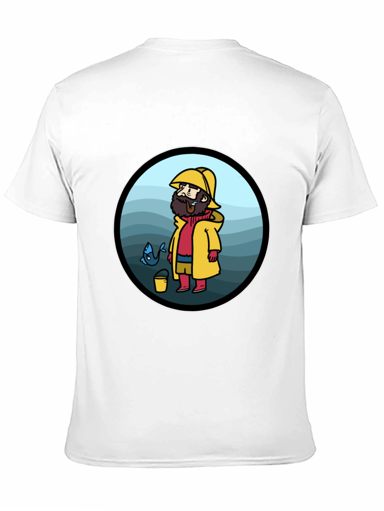 Camiseta Negra con Diseño de Marinero Pescador