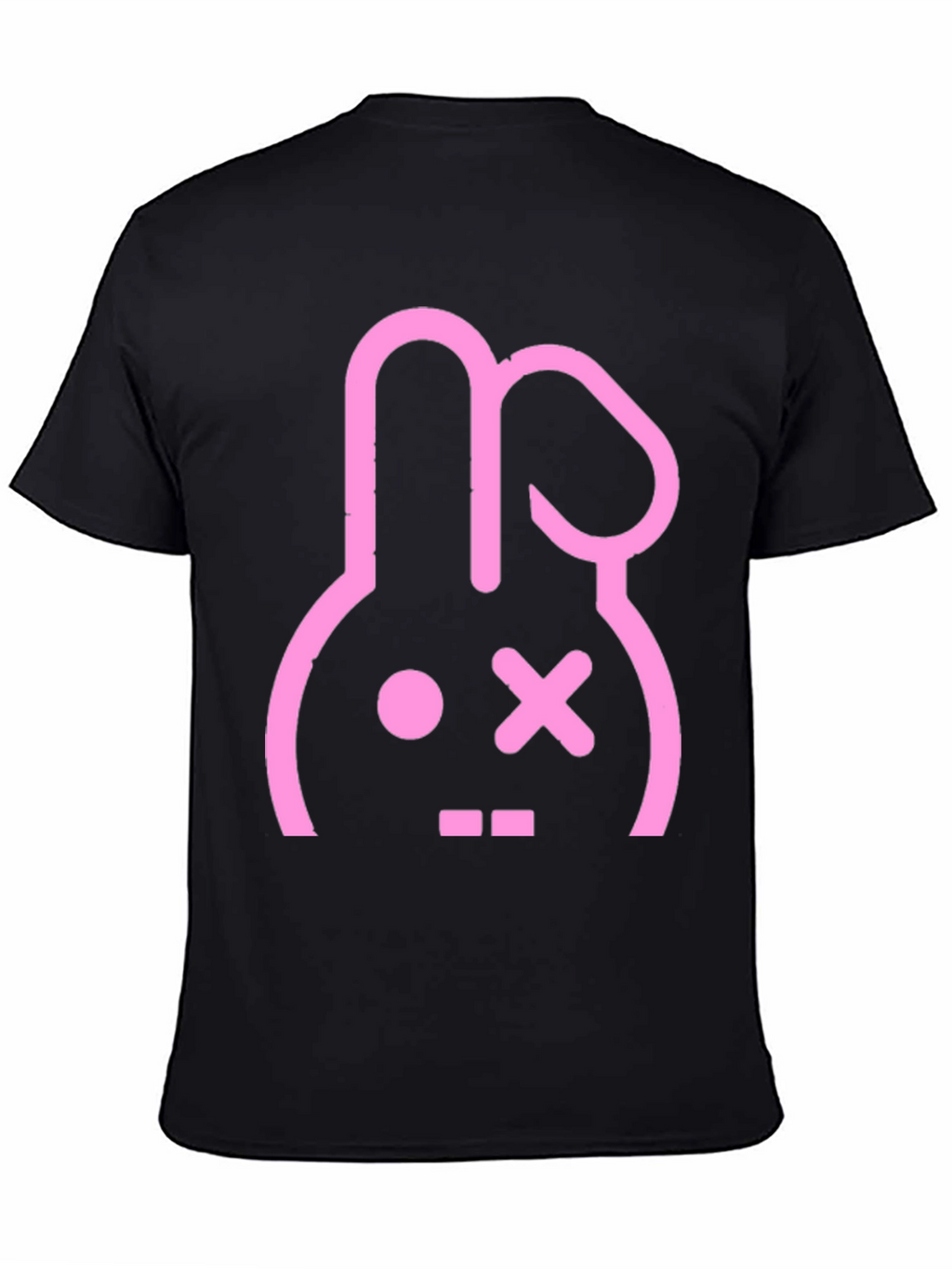 Camiseta Negra con Diseño Conejo Punk Rosa