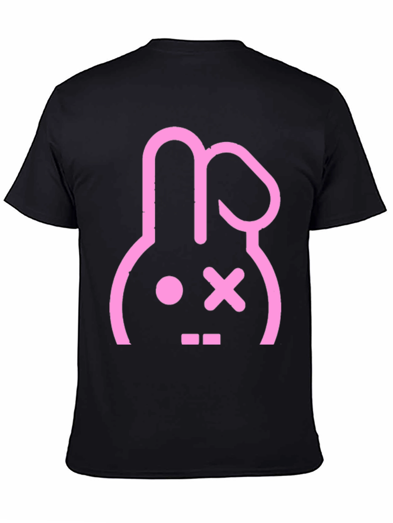 Camiseta Negra con Diseño Conejo Punk Rosa