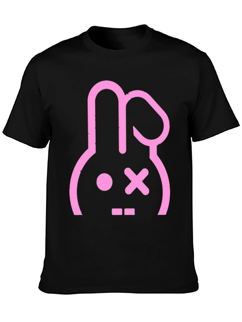 Camiseta Negra con Diseño Conejo Punk Rosa