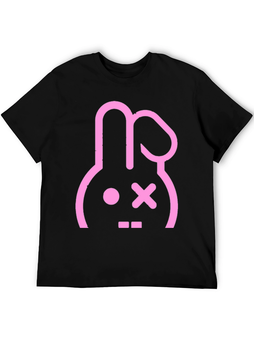 Camiseta Negra con Diseño Conejo Punk Rosa
