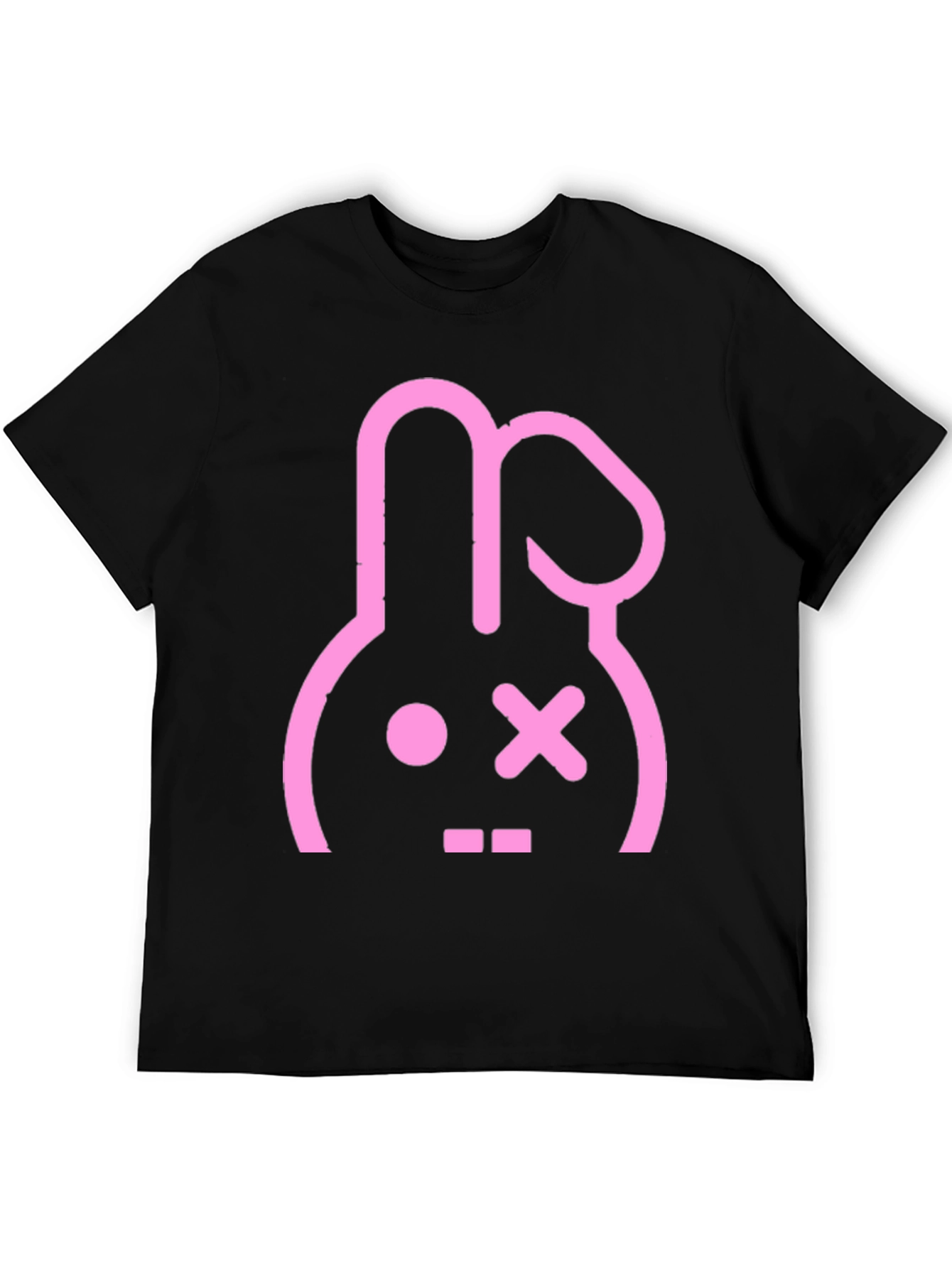 Camiseta Negra con Diseño Conejo Punk Rosa