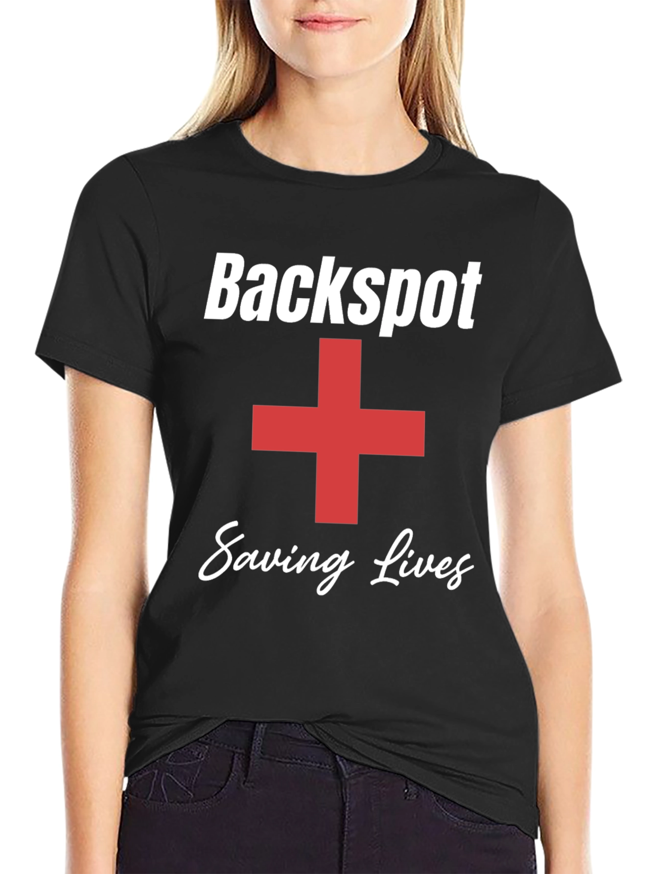 Camiseta Backspot Saving Lives - Diseño Cruz Roja