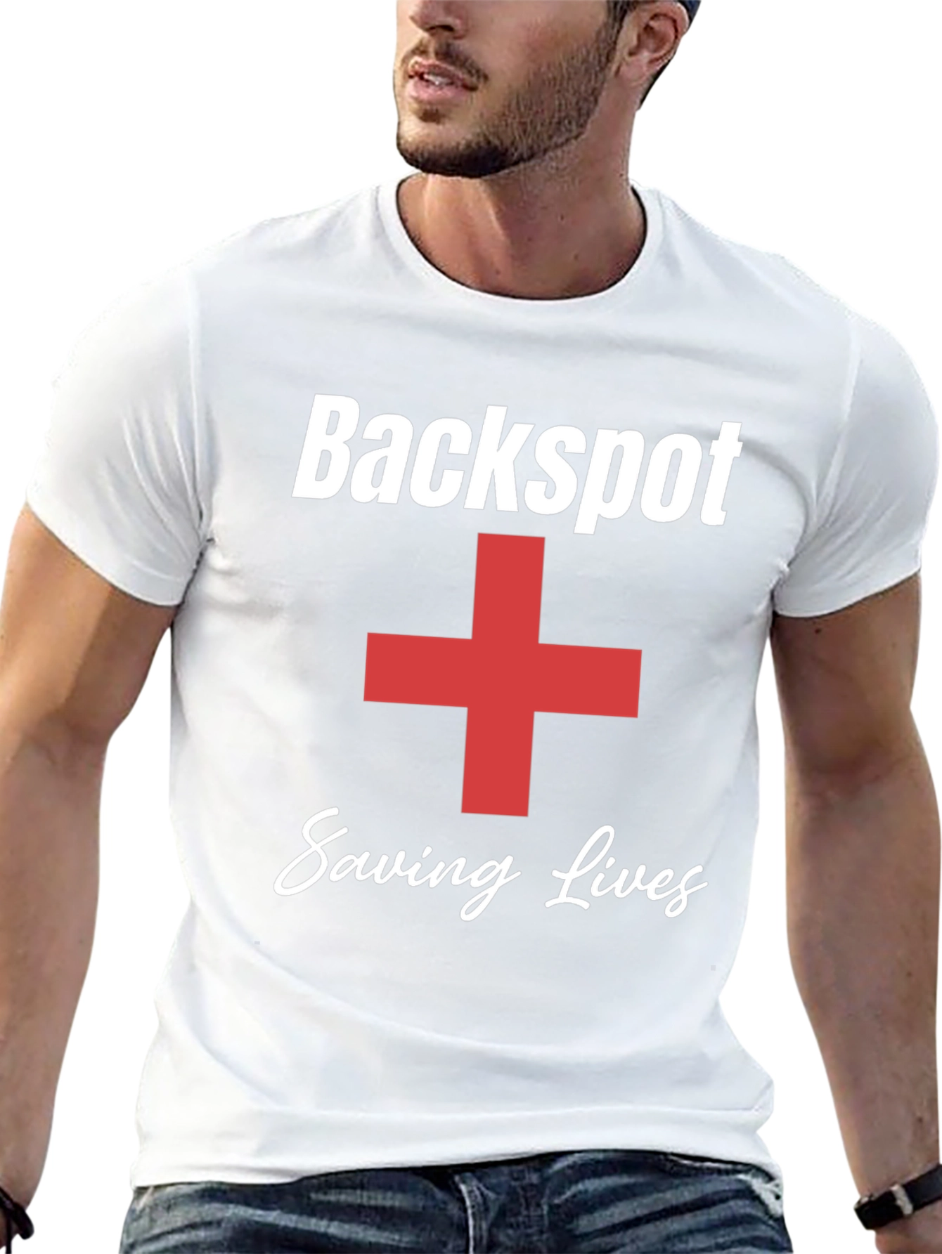 Camiseta Backspot Saving Lives - Diseño Cruz Roja