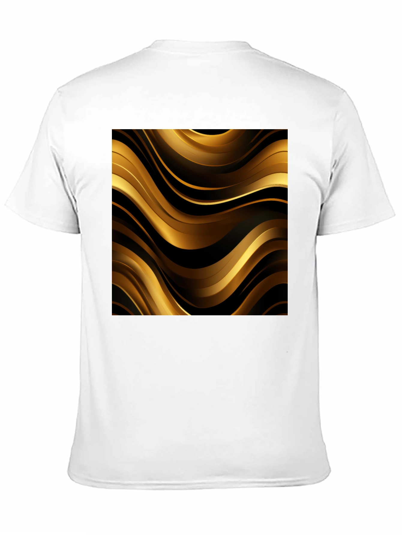 Camiseta Negra con Diseño Abstracto Dorado y Negro