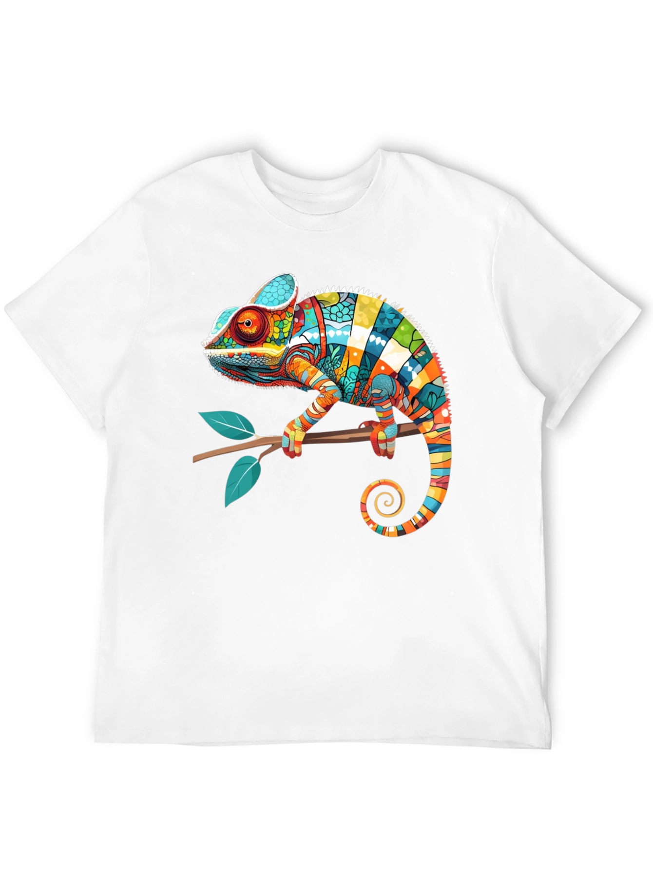 Camiseta Negra con Diseño de Camaleón Colorido