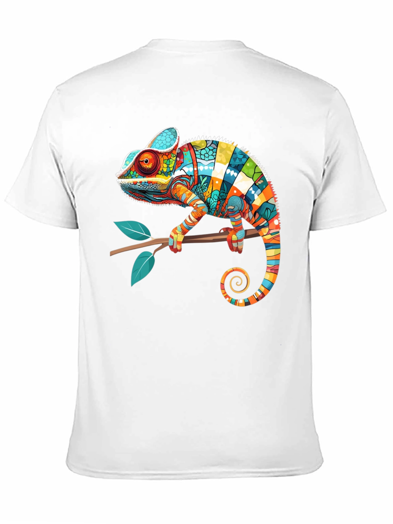 Camiseta Negra con Diseño de Camaleón Colorido