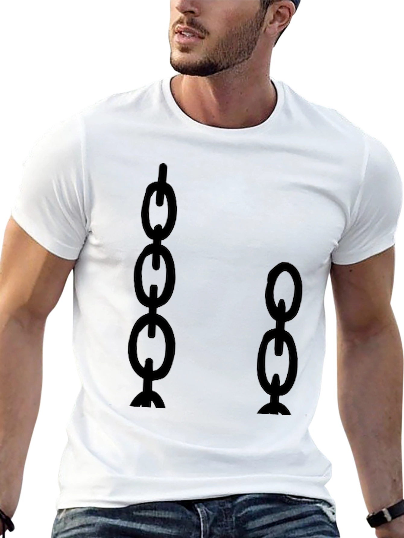 Camiseta Negra con Diseño de Cadenas Abstractas