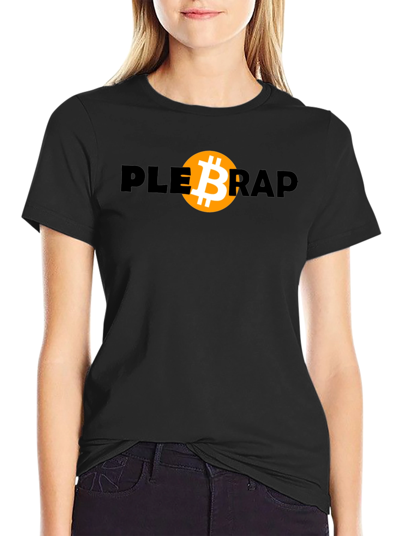Camiseta Bitcoin Plebrap Negra Casual