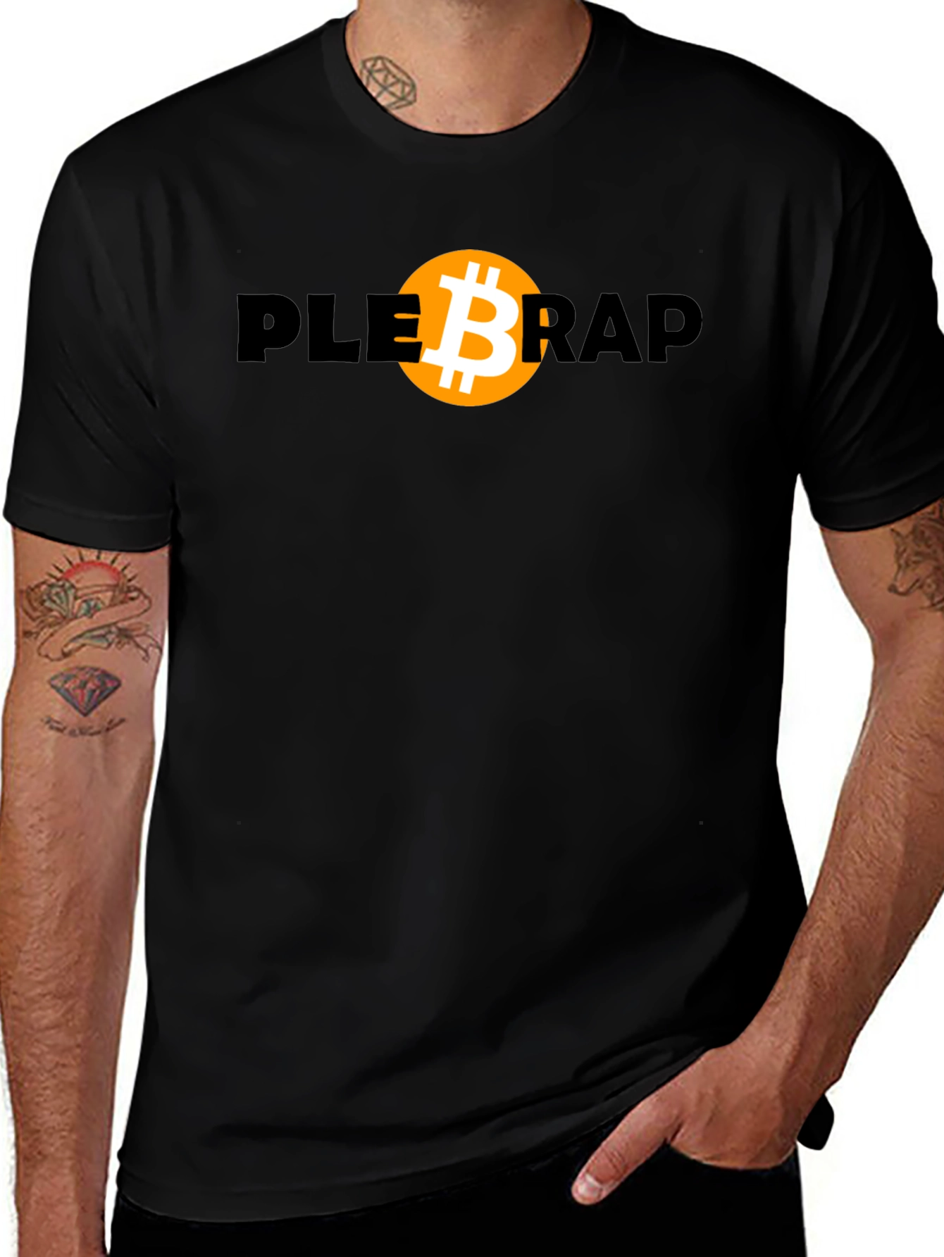 Camiseta Bitcoin Plebrap Negra Casual