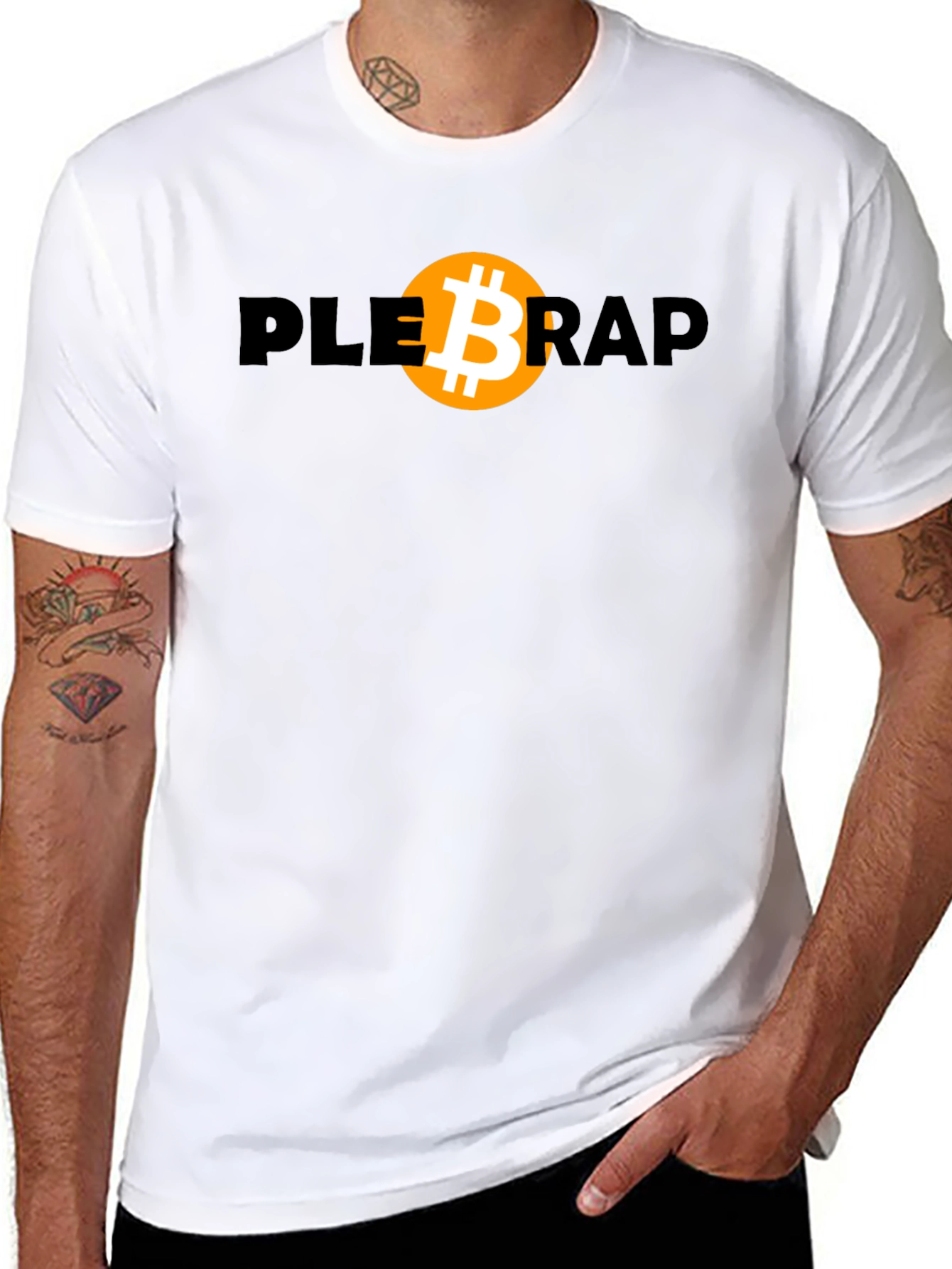 Camiseta Bitcoin Plebrap Negra Casual