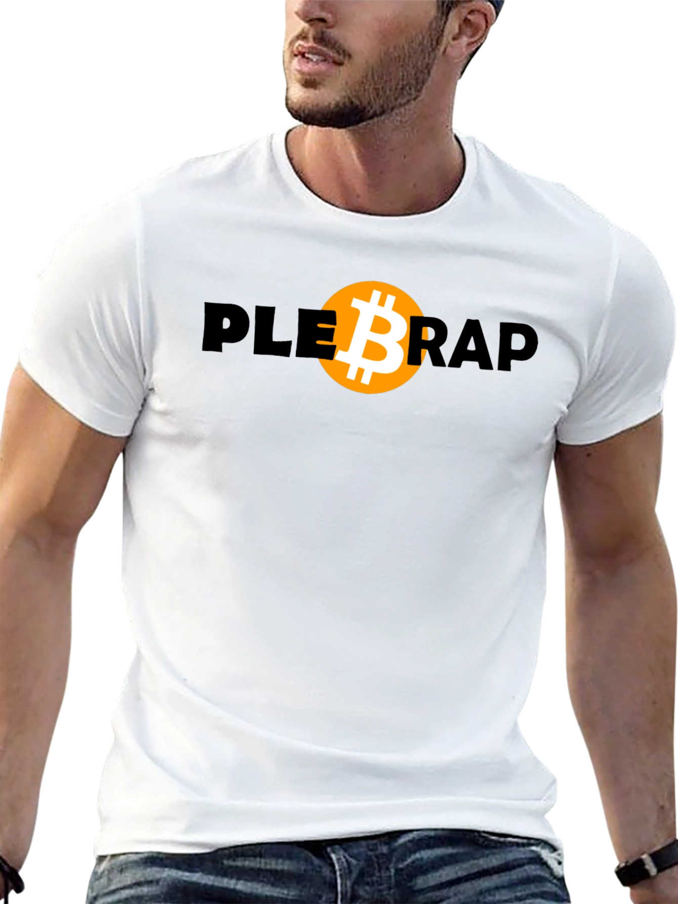 Camiseta Bitcoin Plebrap Negra Casual