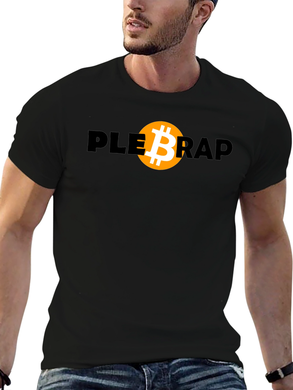 Camiseta Bitcoin Plebrap Negra Casual