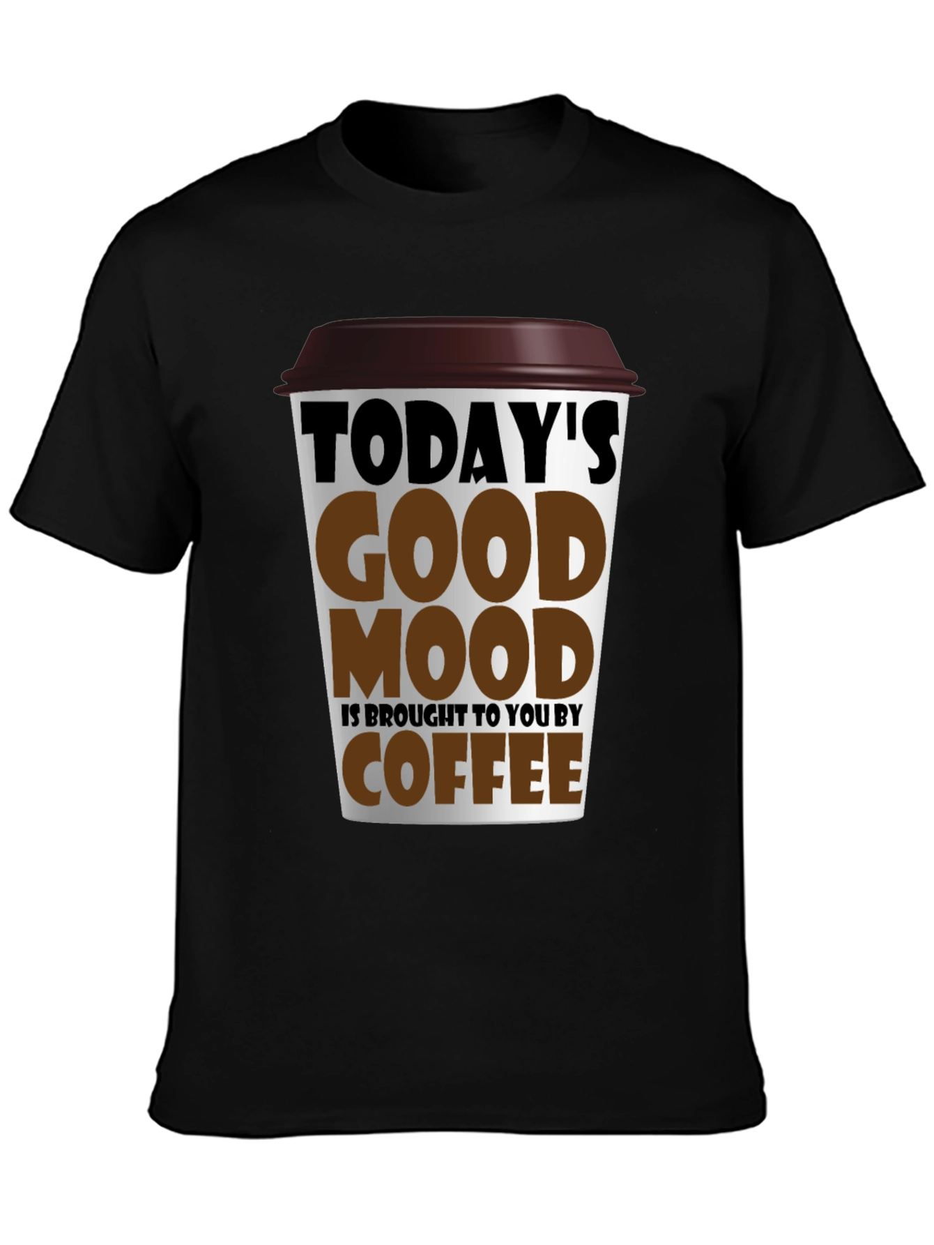 Camiseta Negra con Diseño de Café para un Buen Día