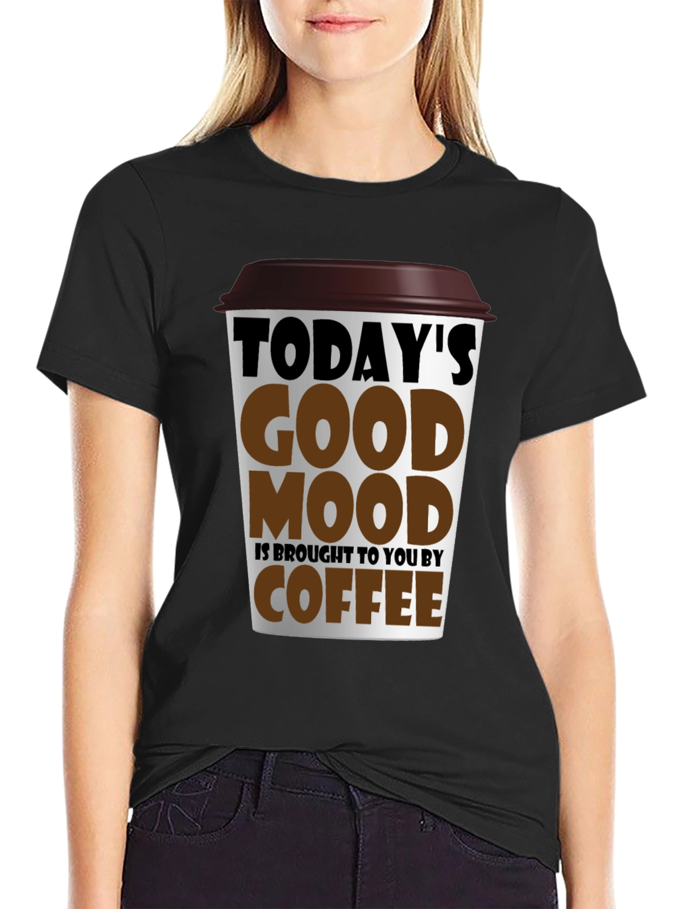 Camiseta Negra con Diseño de Café para un Buen Día