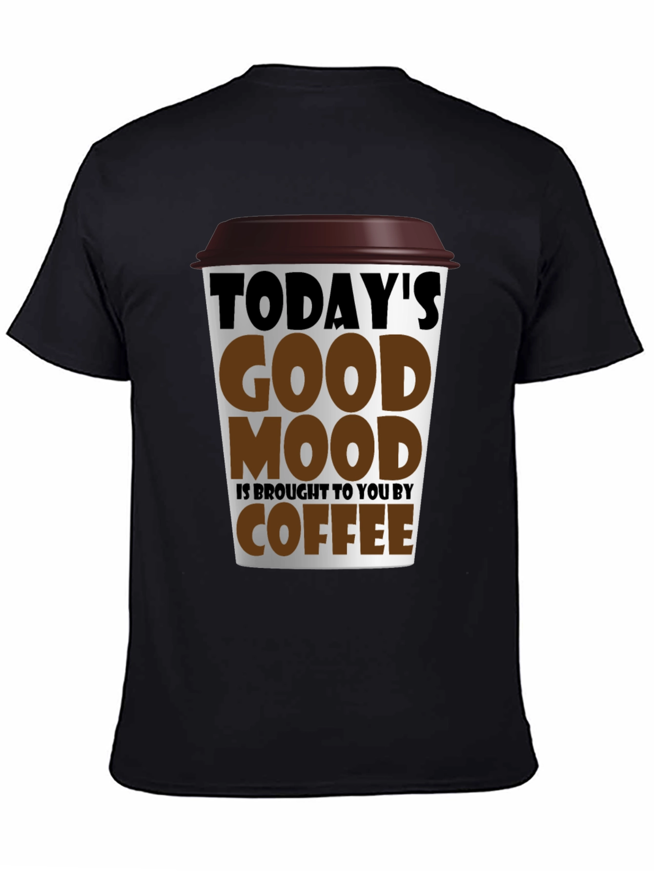 Camiseta Negra con Diseño de Café para un Buen Día