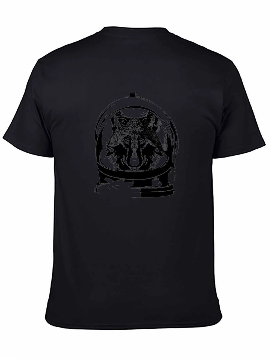 Camiseta Negra con Diseño de Lobo Astronauta