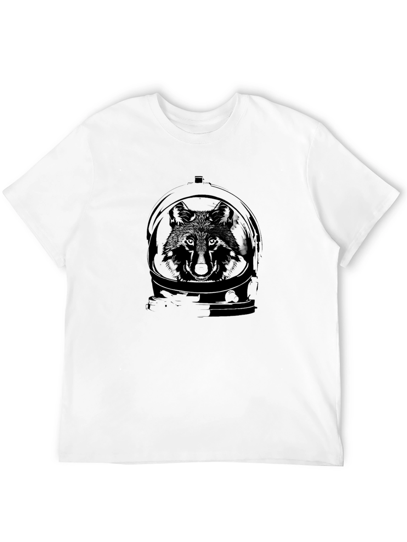 Camiseta Negra con Diseño de Lobo Astronauta