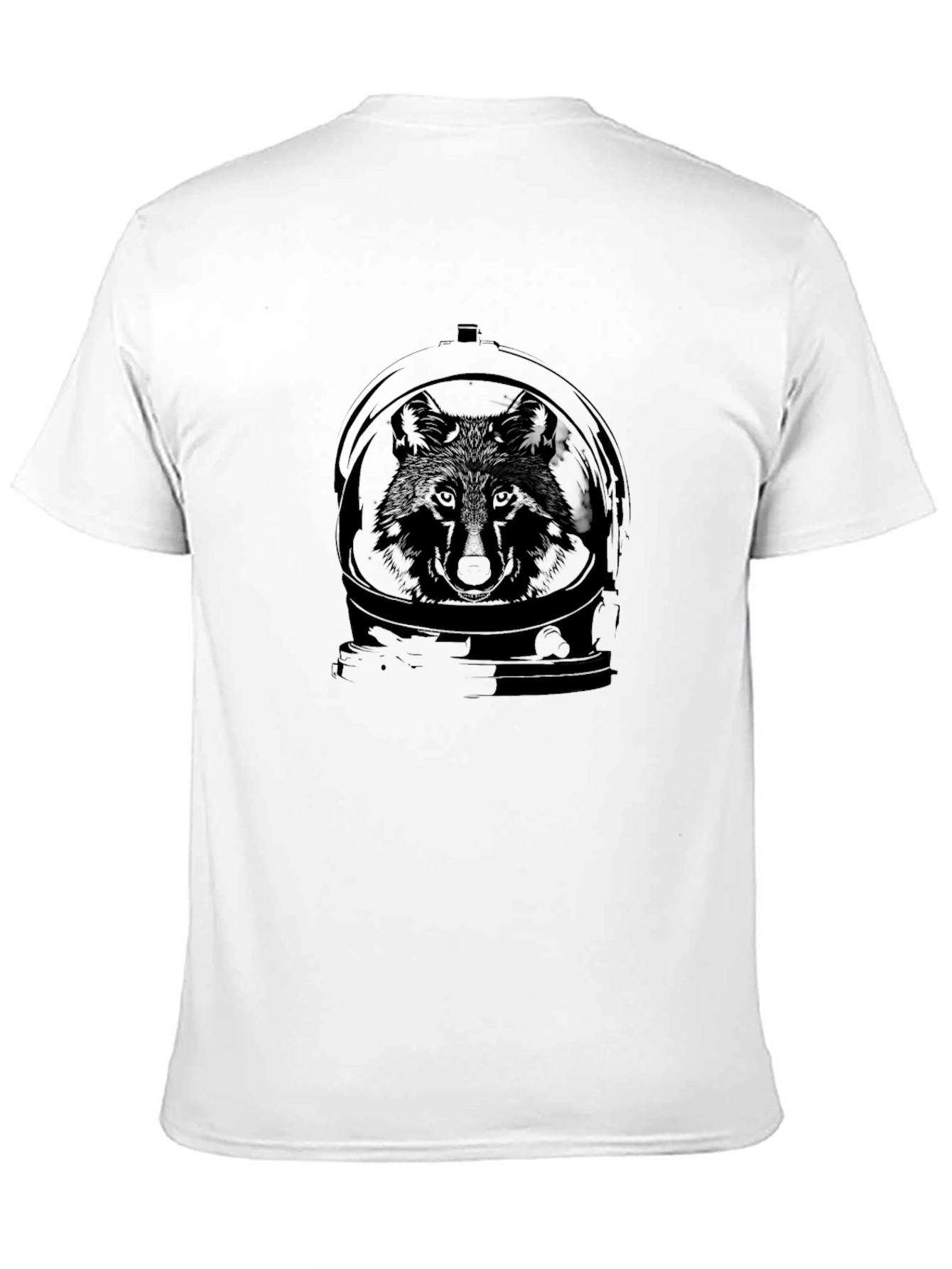 Camiseta Negra con Diseño de Lobo Astronauta